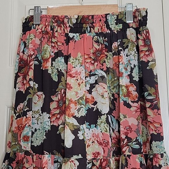 DRESS FORUM Brown and Orange Floral Maxi Skirt Size Small - Picture 5 of 10